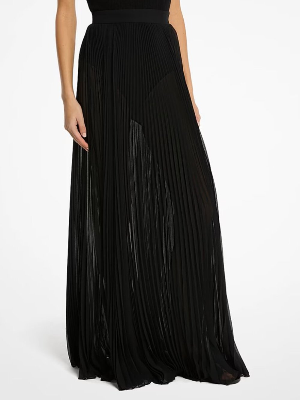 Michael Kors Collection Techno Chiffon Pleated Maxi Skirt
